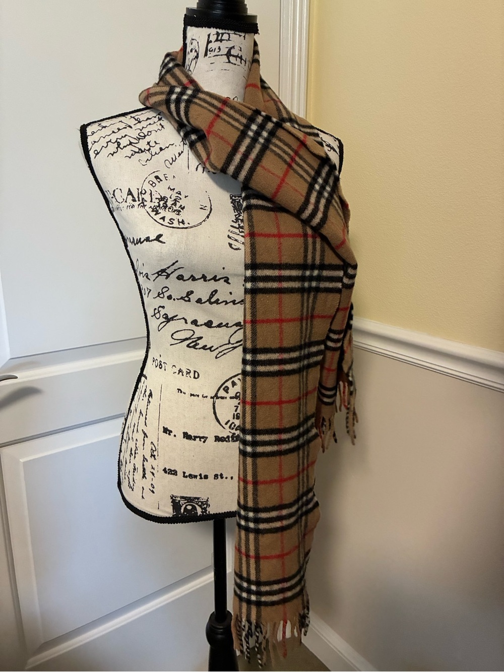 Burberry nova check lambswool unisex Classic Plaid Fringe Scarf - Beige